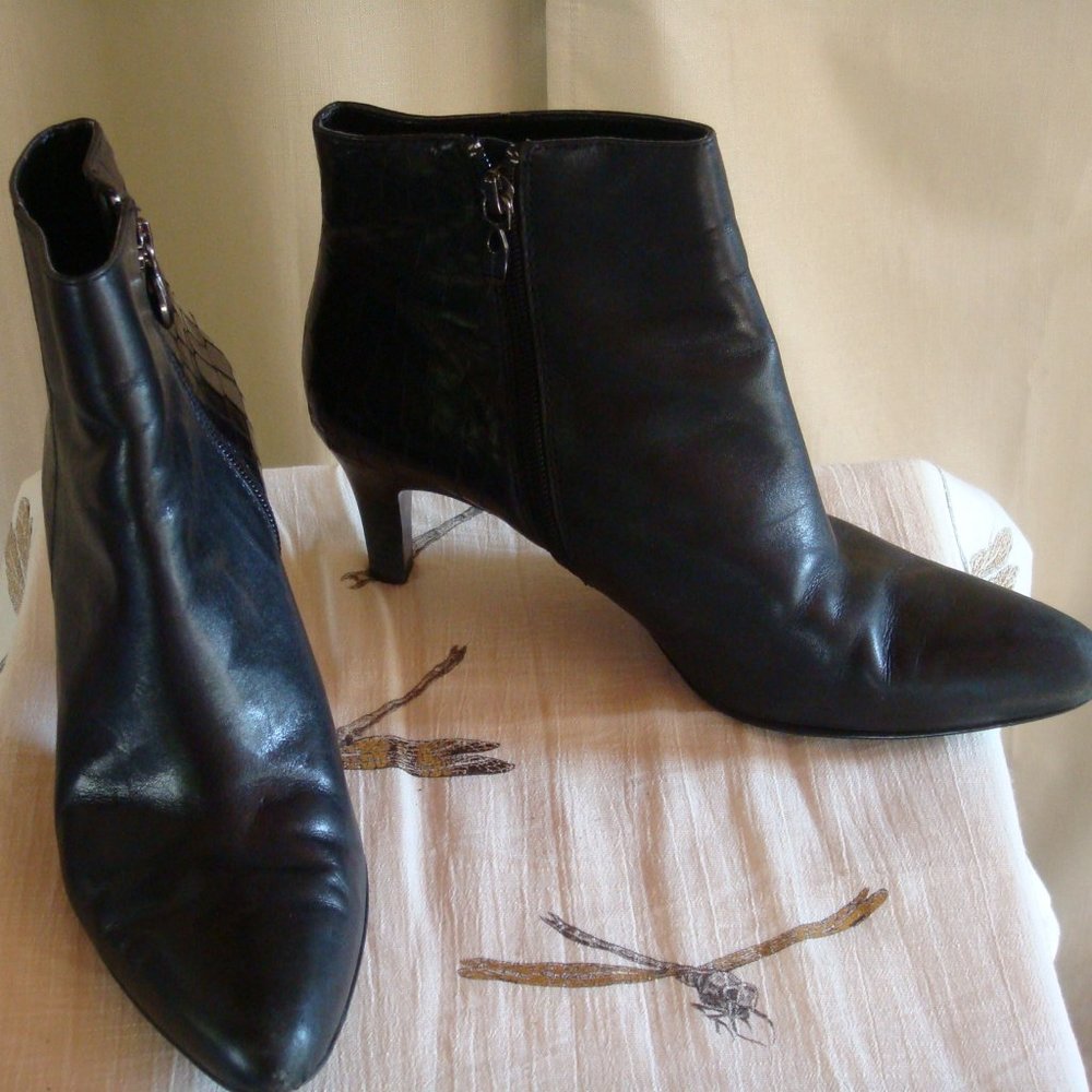 Tahari Black Leather Ankle Boot